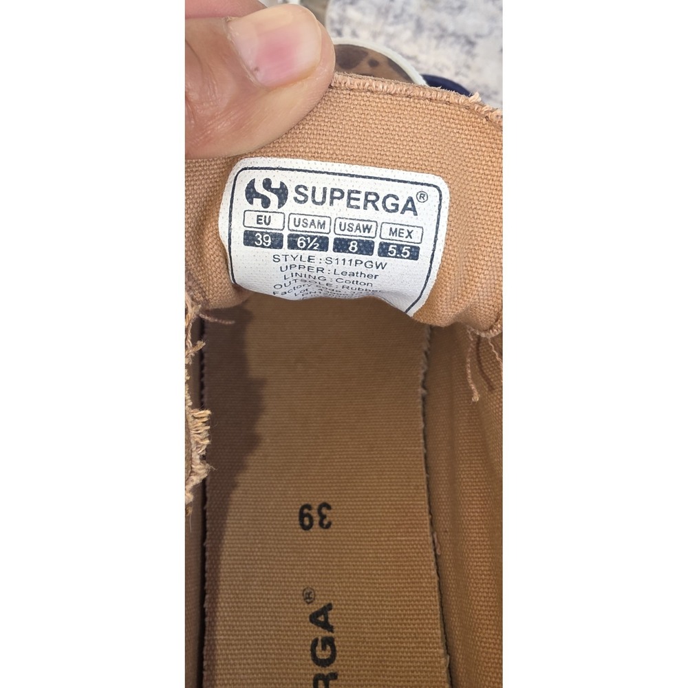 Superga Leather Leopard Print Sneakers unisex adults size 6.5 M 8W - Picture 7 of 7